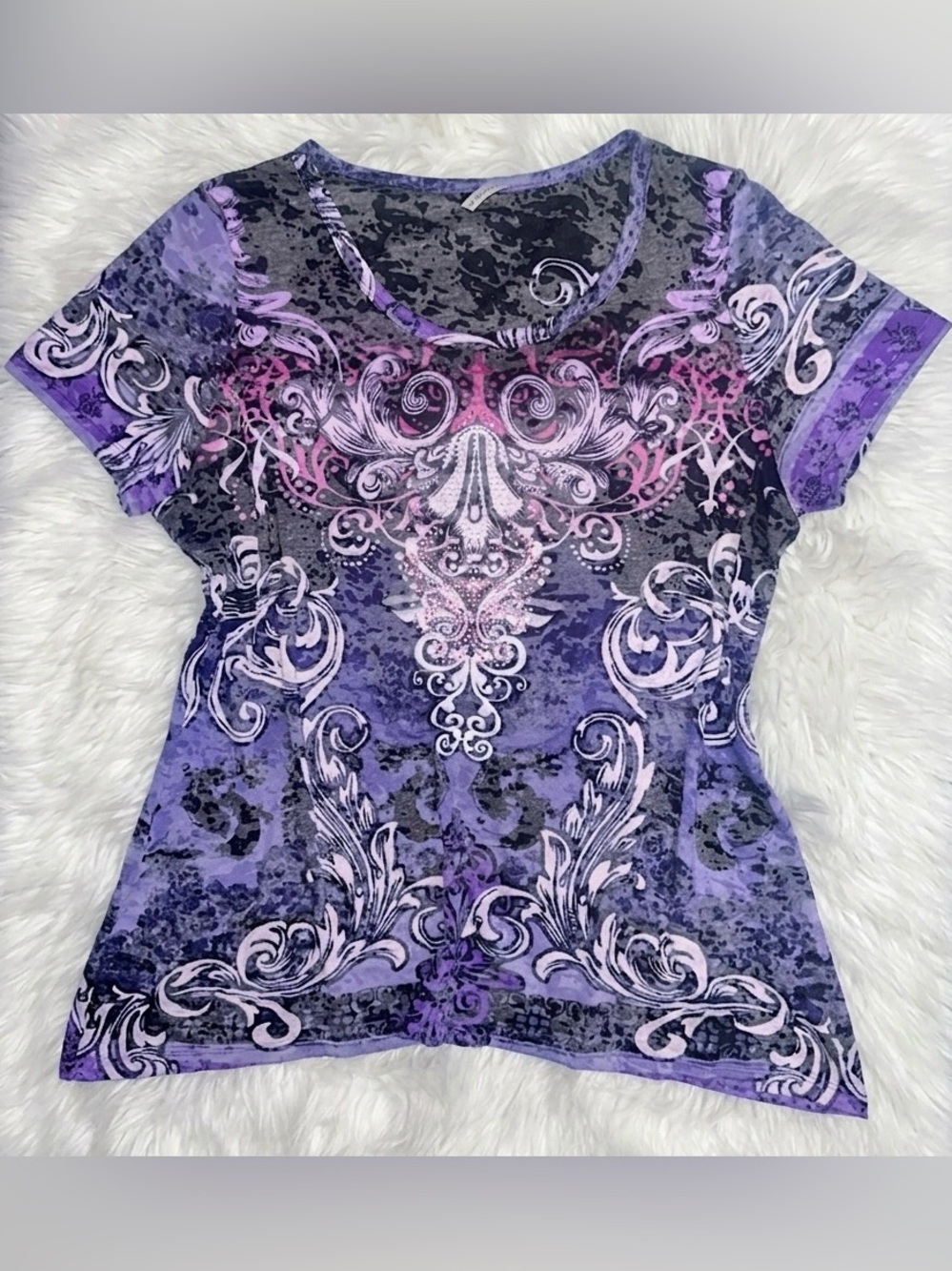 Y2K Vintage Mcbling baroque Graphic T size Large